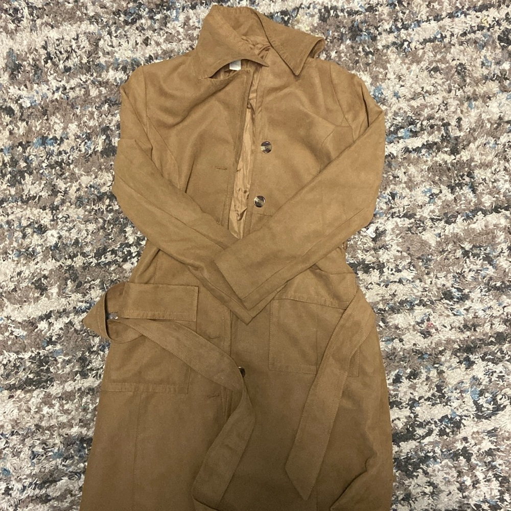 Brown suede trench coat